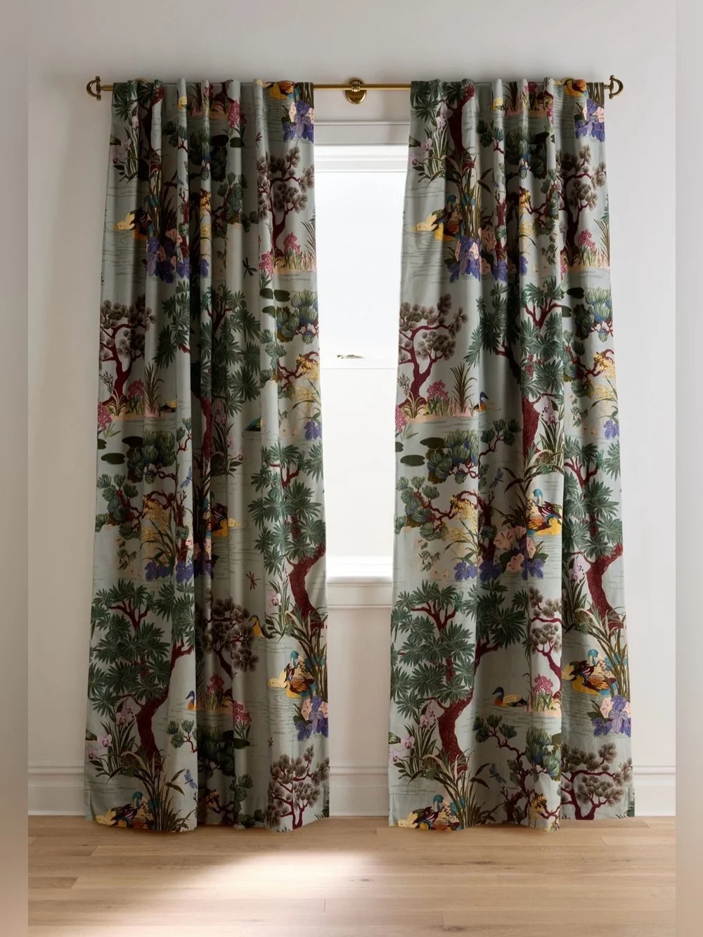 Anthropologie Bernadette Woven Cotton Printed Black Out Curtain 50x84